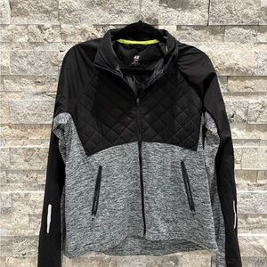 H&M Woman Sport Running Jacket - Black and Neon Green with Reflectors Size Large